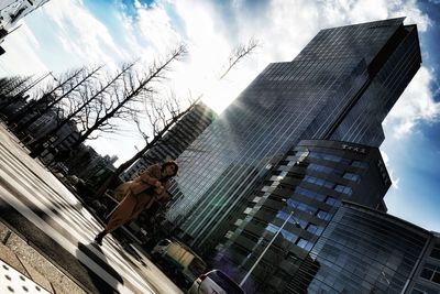 Low angle view of skyscrapers against sky