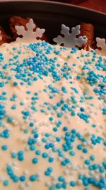 High angle view of cupcakes on table