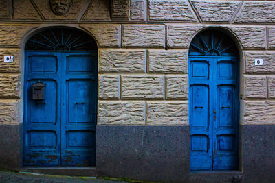 Closed door of building