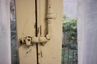 Close-up of metal door