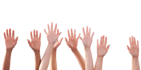 Group of people against white background