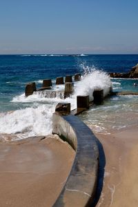 Scenic view of sea against clear sky