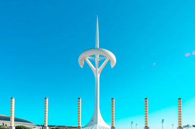 Low angle view of built structure against clear blue sky