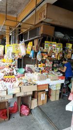 Various vegetables for sale at market stall