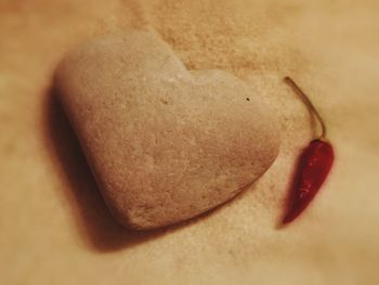 Close-up of heart shape cookies on table