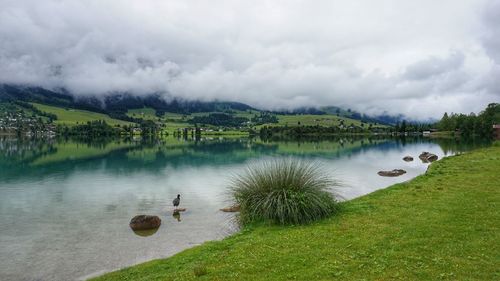 Scenic view of lake against sky