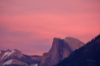 Scenic view of mountains against sky during sunset