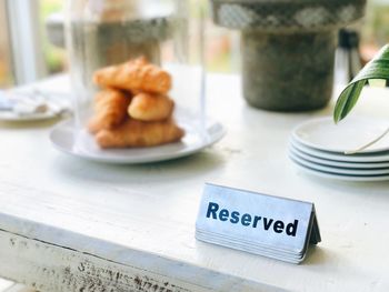 Close-up of food on table