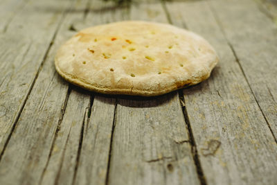 High angle view of bread on table