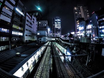 Railroad tracks in city