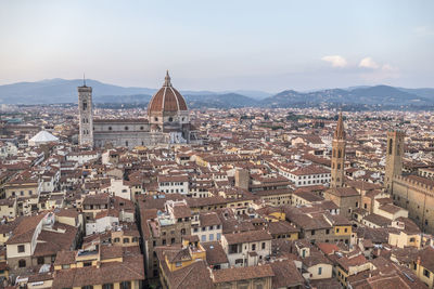 Aerial view of the historic center of florence at sunset