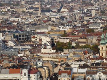 High angle view of buildings in city