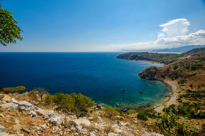 High angle view of sea against sky