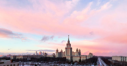 View of buildings against sky during sunset