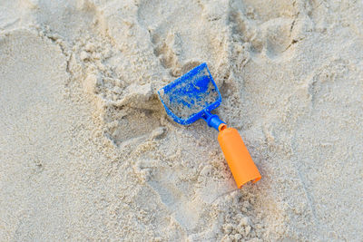 High angle view of equipment on beach