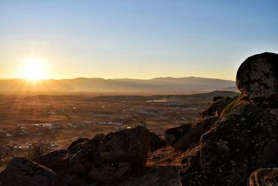 Scenic view of landscape during sunset