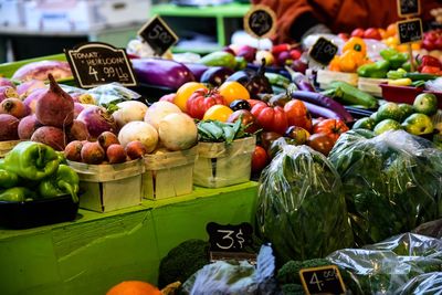 Vegetables for sale at market stall