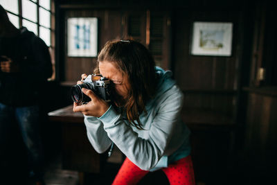 Woman photographing