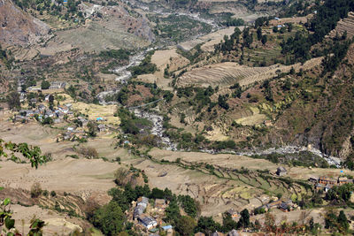 High angle view of farm