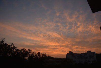 Silhouette trees against sky during sunset