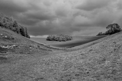 Scenic view of landscape against cloudy sky