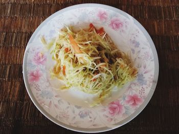 High angle view of meal served in bowl