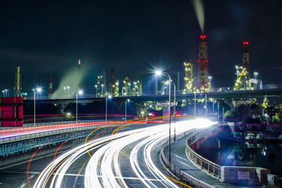 High angle view of illuminated city at night