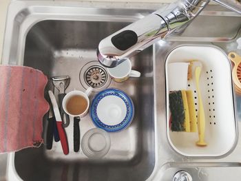 High angle view of coffee beans in kitchen