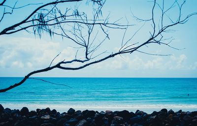 Scenic view of sea against cloudy sky