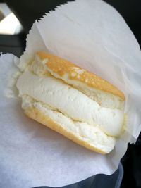 High angle view of bread in plate