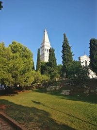 View of bell tower against clear sky