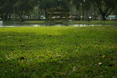 Close-up of soccer field