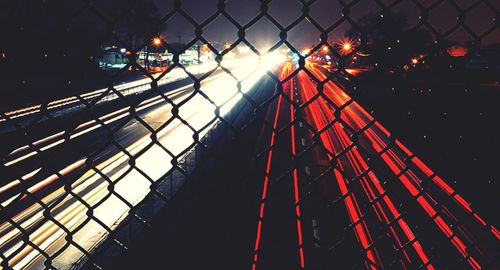 Close-up of red light at night