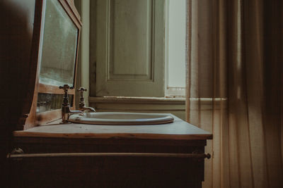 Table in bathroom at home