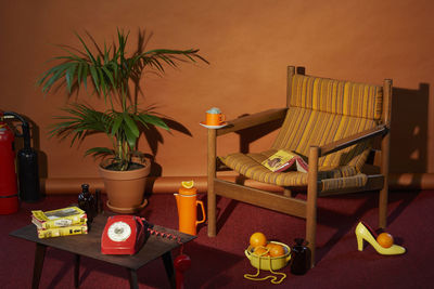 Potted plants on table