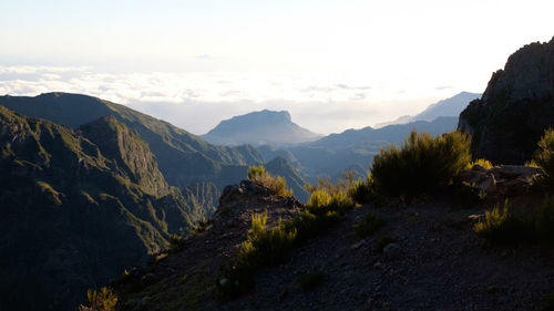 Scenic view of mountains against sky