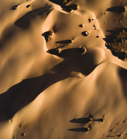 High angle view of sand dune in desert