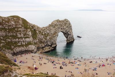 High angle view of people at beach