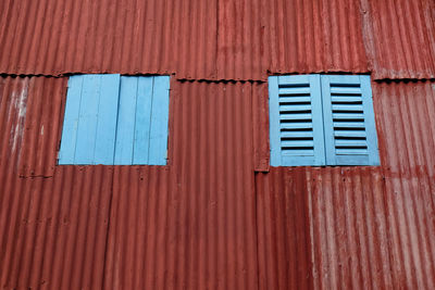 Full frame shot of closed shutter of building