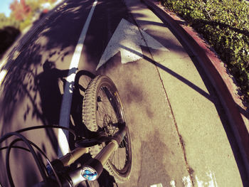 Cropped image of motorcycle wheel