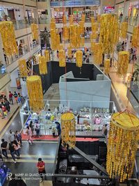 High angle view of people at market stall