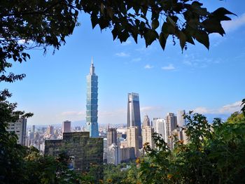 Skyline of taipei seen from elephant hill.