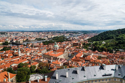 High angle view of townscape against sky