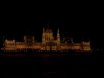 Illuminated buildings at night