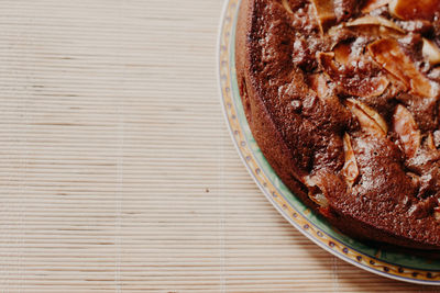 High angle view of dessert on table