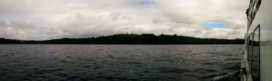 Scenic view of sea against cloudy sky