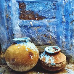 Close-up of rusty metal on wall