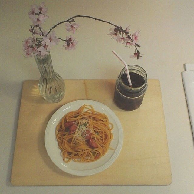 indoors, table, food and drink, freshness, plate, still life, flower, food, vase, high angle view, bowl, healthy eating, decoration, drink, no people, home interior, ready-to-eat, close-up, spoon, potted plant