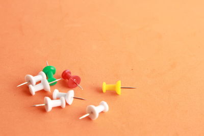 High angle view of toys on table