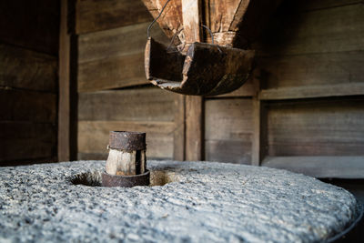 Old rusty metallic structure in abandoned building